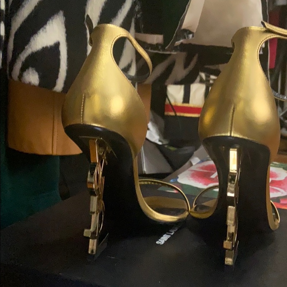 Saint Laurent Gold Sandals - Picture 3 of 5